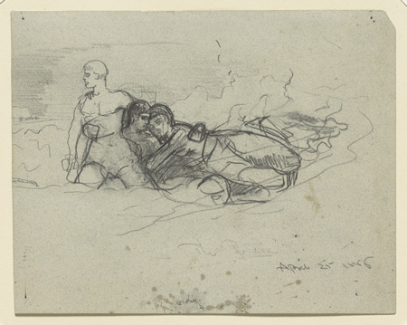 Standing Man Looking Away from Two Drowning Figures (Study for Undertow)